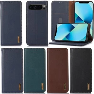 Card Slot Wallet Case For Google Pixel 7/8/9 Pro XL Luxury Genuine Leather Cover - Picture 1 of 46