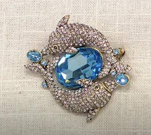 Heidi Daus Cycle of the Sea Kristall Delphin Paar Pin SELTEN SCHÖN PC!!! - Bild 1 von 3