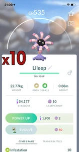 Pokemon TRADE - 10x Lileep Trade !! Good Chance of Lucky and Good IVs !! - Picture 1 of 1