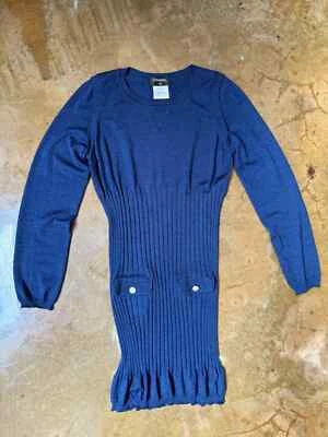 Vestido Suéter Chanel Azul Marino Pre-Loved Talla 4 Foto 1 de 4
