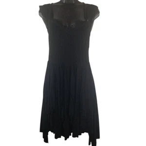 Free People Women's Black Lace Handkerchief Witchy Dress Sz M - Picture 1 of 8