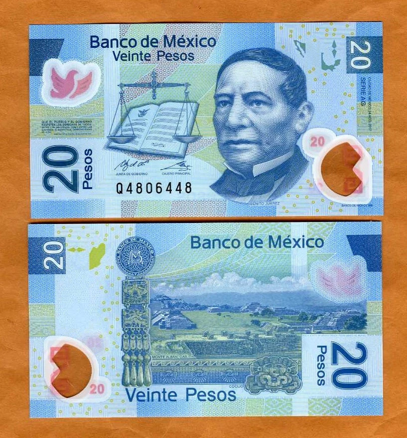 Mexico, 20 Pesos, 2017, POLYMER, P-122ag, Serie AG UNC - Image 1 of 1