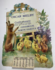 1907 Die Cut Calendar Litho Sign Melby Osnabrock North Dakota Easter Bunny Chick