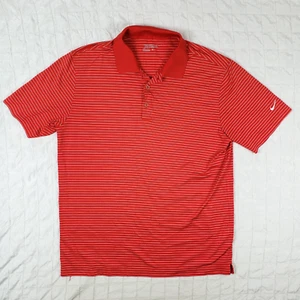 Nike Golf Mens Size LARGE Victory Stripe Polo Shirt Red w/ White Stripe 585748 - Picture 1 of 10