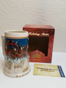 Taza de cerveza 3D Budweiser Holiday Stein CS628 2005 caballos de Clydesdales coleccionable  - Imagen 1 de 15