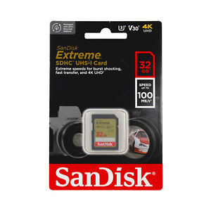 SanDisk 32GB Extreme Class10 V30 UHS-I U3 SD Karte 100MBs Full SD HC Speicherkarte