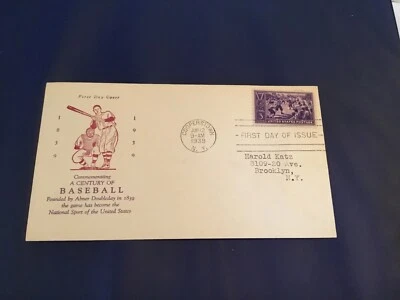 FDC Covers 1939 #855 First Day Cover Denomination 3 Cent Baseball Cachet USA - Image 1 of 2