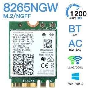 Lot de 100 cartes Intel 8265NGW Wifi NGFF M.2 2230 adaptateur Wifi Bluetooth pour PC - Photo 1/4