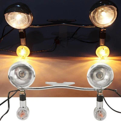 Passing Turn Signal Fog Spot Light Bar For Harley Sportster XL 883 1200 Custom - Image 1 of 4
