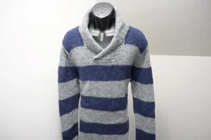 Express Shawl Neck Wool Cable Knitted Sweater Striped Designer Mens Size XL - Picture 1 of 7