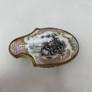 Antique KPM Porcelain Pill Box Trinket Box Ormolu Mounted 19th Century Signed - Picture 1 of 16