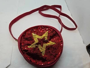 American Girl Red and Gold sequined Leather purse for little girls. Star emblem. - Picture 1 of 4