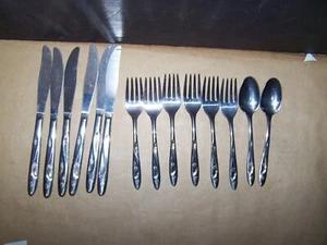 Vintage 14 piece MCM Americana Star Starburst Stainless Flatware knife fork spoo - Picture 1 of 1