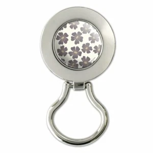 Gray Flowers Magnetic Metal Eyeglass ID Badge Holder - Picture 1 of 4