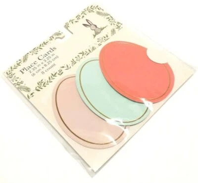 Pascua o Primavera Melocotón Verde Rosa Dorado Lámina Metálica Mesa Lugar Tarjeta Huevos 8ct Foto 1 de 4