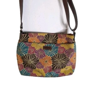 RELIC by Fossil Floral Bag Textile Brown Trim Small Fashion Crossbody 9x11.5 EUC - Picture 1 of 8