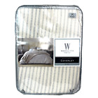 Wamsutta Knightsbridge couverture vintage rayée ardoise matelasse roi 150 $