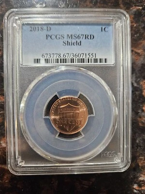 2018 D LINCOLN CENT PENNY PCGS MS67RD SHIELD - Image 1 of 4