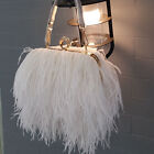 Luxury Ostrich Feather Bag Metal Chain Handbag Women's Evening Clutch Bag Purse