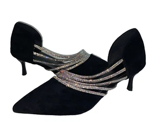Zujingmei Women's Shoes Rhinestone Pointed Toe 2.5" High Heel Size 7.5 38 - Picture 1 of 14