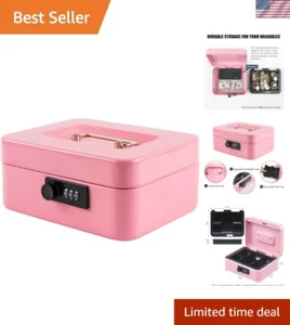 Contemporary Pink Lock Box Safe for Cash Security - Advanced Combination Lock - Picture 1 of 9