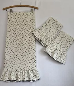 Vintage RALPH Lauren AMERICAN CALICO Queen Sheet Set Blue Flowers Ruffle RARE! - Picture 1 of 9