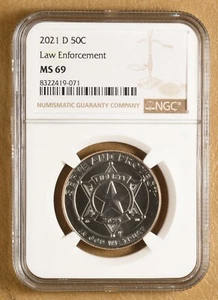 2021 D Law Enforcement Commemorative Half Dollar NGC MS69 - Picture 1 of 2