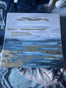 Art, Wall Canvas, Golden Ocean Breeze Coast, Square, A3/A2, New & Sealed. - Picture 1 of 2