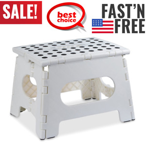 Folding Step Stool Lightweight Support Adults And Safe Enough For Kids White NEW