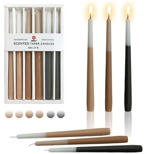 Dripless Candles Scented Candle Sticks - 6pcs Gradient Colored Candles Brown ... - Picture 1 of 7