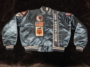 Vintage USS Saratoga CV-60 Jacket W/ Patches & Authentic Back Print VERY RARE XL - Picture 1 of 24