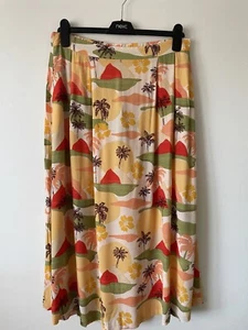 Oliver Bonus Island Scenic Print Orange Midi Skirt Size UK 12 BNWT - Picture 1 of 4