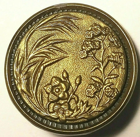 Wheat Goldenrod Flowers Lovely 1 Inch Vintage Antique Shank Clothing Button 5412 Cover