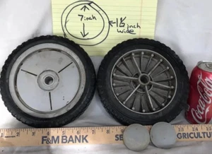 2 Hartgummi 7" Kunststofffelgen Mähdeck Box Derby Wagen Räder Hameln USA - Bild 1 von 9