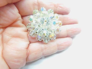 Aurora Borealis Kristall Perlen Cluster Brosche Vintage - Bild 1 von 4