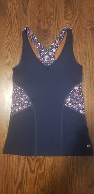 女式 Gap Fit XS 码海军蓝带花卉细节赛车运动背心  — 第 1/4 张图片