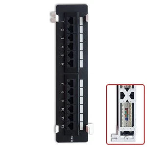 12 Port Cat5e RJ45 Vertical Patch Panel 110 Type Network LAN w/ Mounting Bracket - Afbeelding 1 van 3