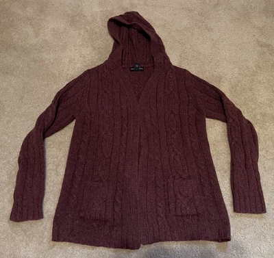 Abercrombie and Fitch, Cárdigan, Mujer Suéter Grande Rojo Con Capucha Lana de Cordero Foto 1 de 4