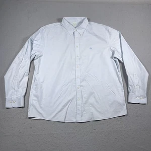 Brooks Brothers Camicia Uomo 2XL Blu Bottoni Slim Fit Abito Elasticizzato Non Ferro - Foto 1 di 9