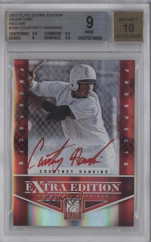 2012 Elite Extra Edition Prospects Red Ink Signatures /25 Courtney Hawkins Auto - Image 1 of 2