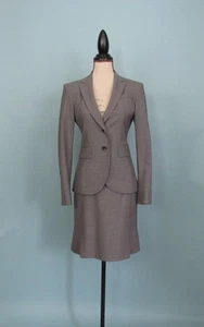 SIze: 2 BANANA REPUBLIC Grey Suit Skirt Set Pleat Detail Blazer Jacket Women - Picture 1 of 18