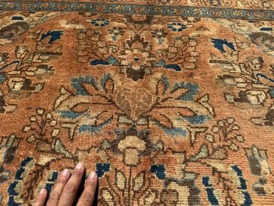 6x9 ANTIQUE RUG MUTED HANDMADE ORIENTAL vintage rust orange blue soft clean 6x10 - Image 1 of 4