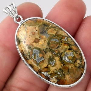 Natural Rhyolite - Rainforest Jasper 925 Sterling Silver Pendant Jewelry P-1001 - Picture 1 of 5