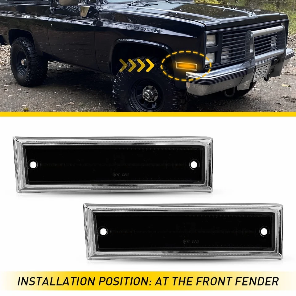 Para Chevrolet K5 Blazer Suburban 1981-1991 Luces de marcador laterales delanteras Ámbar ahumado Foto 1 de 4