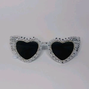 Women's Fashion Sunglasses Helly Forty Heart Shaped Rhinestones 40th Birthday - Picture 1 of 17