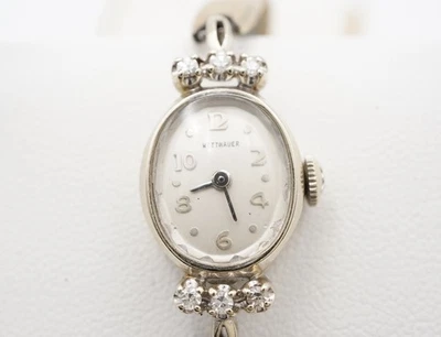 女士复古 Wittnauer 14k 黄金和钻石手表。 女式 — 第 1/4 张图片