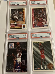 Michael Jordan PSA Graded 4 Card Lot HOF 1991 UD 1992 Hoops 1993 Skybox & Fleer - Picture 1 of 9