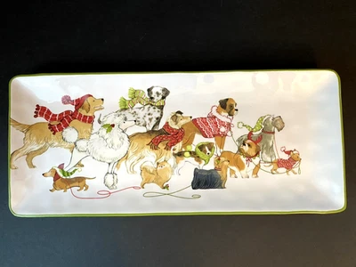 Bandeja de servir de cerámica para cachorros Pier 1 Imports Park Avenue pintada a mano 14x6 usada en excelente estado Foto 1 de 4