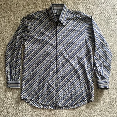 Haupt Shirt Mens XL 42 L 16.5” Neck Blue Striped Long Sleeve Button Up - Image 1 of 4