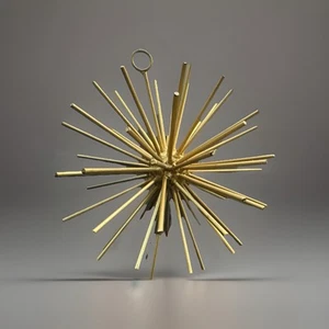 MCM Vintage Oval Starburst Gold Metal Rods Sculpture Orb 7” Diameter - Picture 1 of 3